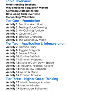 Emotional Regulation Skills Worksheet Activity Booklet
