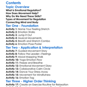 Emotional Regulation Through Movement Worksheet Activity Booklet
