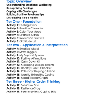 Emotional Wellbeing Worksheet Activity Booklet