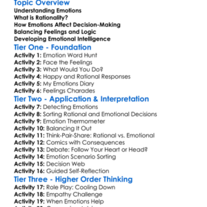 Emotions And Rationality Worksheet Activity Booklet
