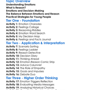 Emotions And Reason Worksheet Activity Booklet