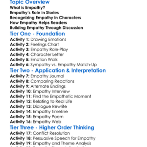 Empathy In Literature Worksheet Activity Booklet