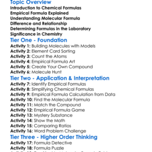 Empirical And Molecular Formulae Worksheet Activity Booklet