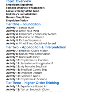 Empiricist Philosophers Worksheet Activity Booklet