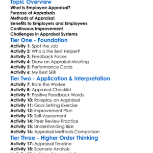 Employee Appraisal Worksheet Activity Booklet