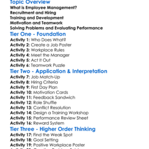 Employee Management Worksheet Activity Booklet