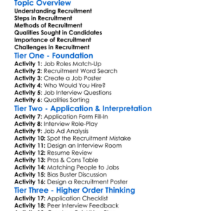 Employee Recruitment Worksheet Activity Booklet