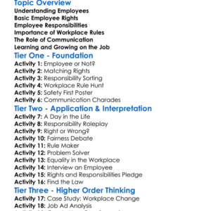 Employee Rights And Responsibilities Worksheet Activity Booklet