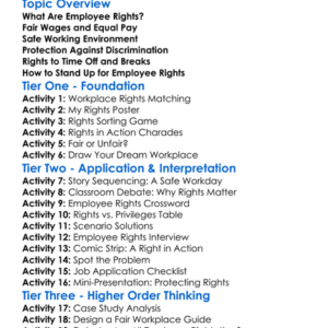 Employee Rights Worksheet Activity Booklet