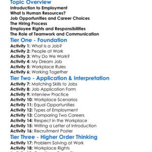 Employment And Human Resources Worksheet Activity Booklet