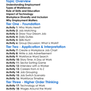Employment And Workforce Worksheet Activity Booklet