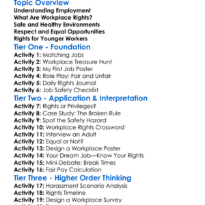Employment And Workplace Rights Worksheet Activity Booklet