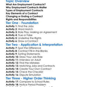 Employment Contracts Worksheet Activity Booklet
