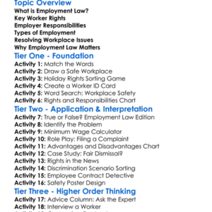 Employment Law Fundamentals Worksheet Activity Booklet