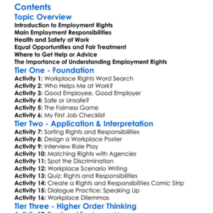 Employment Rights And Responsibilities Worksheet Activity Booklet