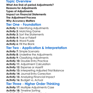End-Of-Period Adjustments Worksheet Activity Booklet