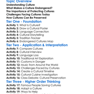 Endangered Cultures Worksheet Activity Booklet