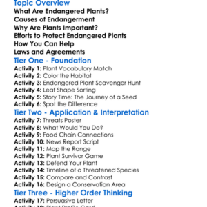 Endangered Plants Worksheet Activity Booklet