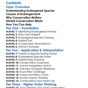 Endangered Species And Conservation Efforts Worksheet Activity Booklet