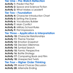 Enders Game Worksheet Activity Booklet