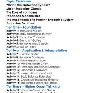 Endocrine Glands And Hormones Worksheet Activity Booklet