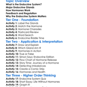 Endocrine System And Hormones Worksheet Activity Booklet
