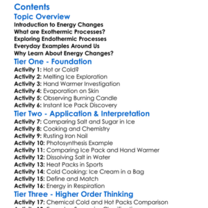 Endothermic And Exothermic Processes In Everyday Life Worksheet Activity Booklet