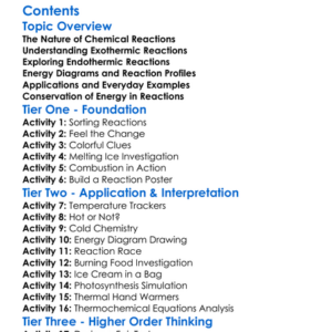 Endothermic And Exothermic Reactions Worksheet Activity Booklet