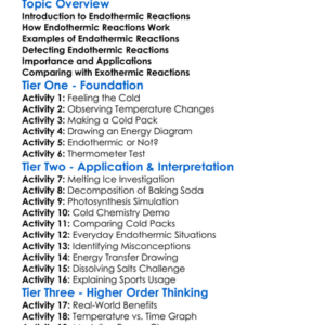 Endothermic Reactions Worksheet Activity Booklet