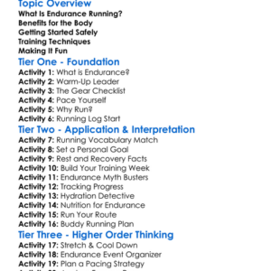 Endurance Running Worksheet Activity Booklet