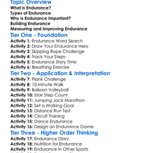 Endurance Worksheet Activity Booklet