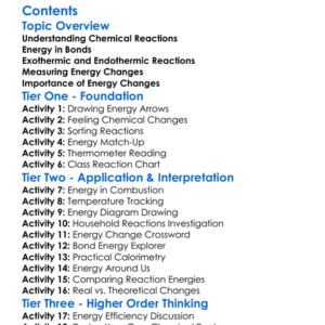 Energy Changes In Chemical Reactions Worksheet Activity Booklet
