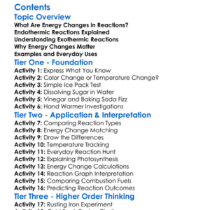 Energy Changes In Reactions Endothermic And Exothermic Worksheet Activity Booklet