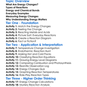 Energy Changes In Reactions Worksheet Activity Booklet