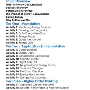 Energy Consumption Patterns Worksheet Activity Booklet