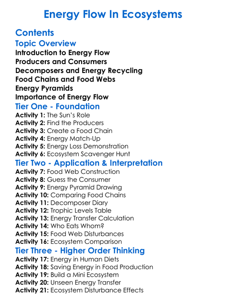 Energy Flow In Ecosystems Worksheet Activity Booklet