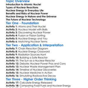 Energy From The Nucleus Worksheet Activity Booklet