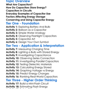Energy In Capacitors Worksheet Activity Booklet