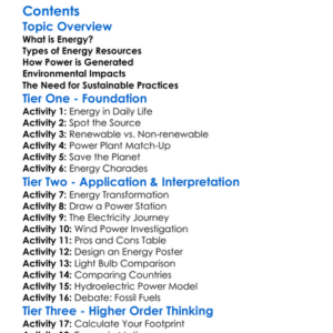 Energy Resources And Power Generation Worksheet Activity Booklet