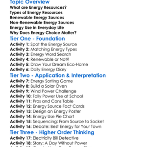 Energy Resources And Their Uses Worksheet Activity Booklet