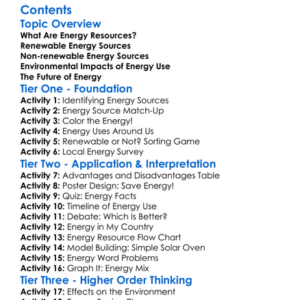 Energy Resources Renewable And Non-Renewable Worksheet Activity Booklet