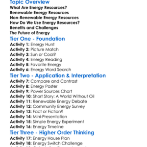 Energy Resources Worksheet Activity Booklet
