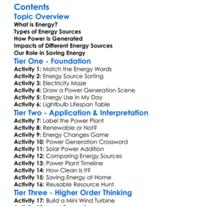 Energy Sources And Power Generation Worksheet Activity Booklet