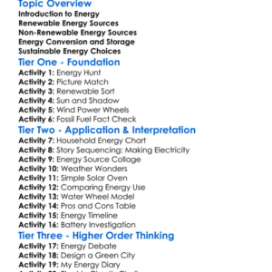 Energy Sources Worksheet Activity Booklet