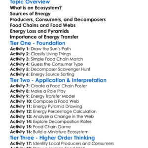 Energy Transfer In Ecosystems Worksheet Activity Booklet