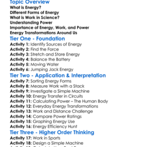 Energy Work And Power Worksheet Activity Booklet