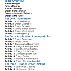 Energy Worksheet Activity Booklet