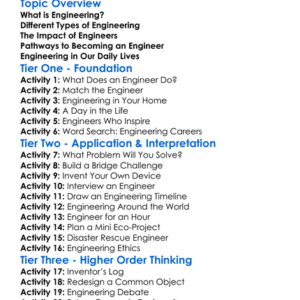 Engineering Careers Exploration Worksheet Activity Booklet