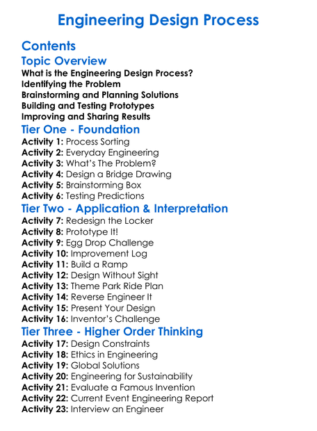 Engineering Design Process Worksheet Activity Booklet