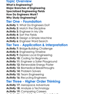 Engineering Disciplines Overview Worksheet Activity Booklet